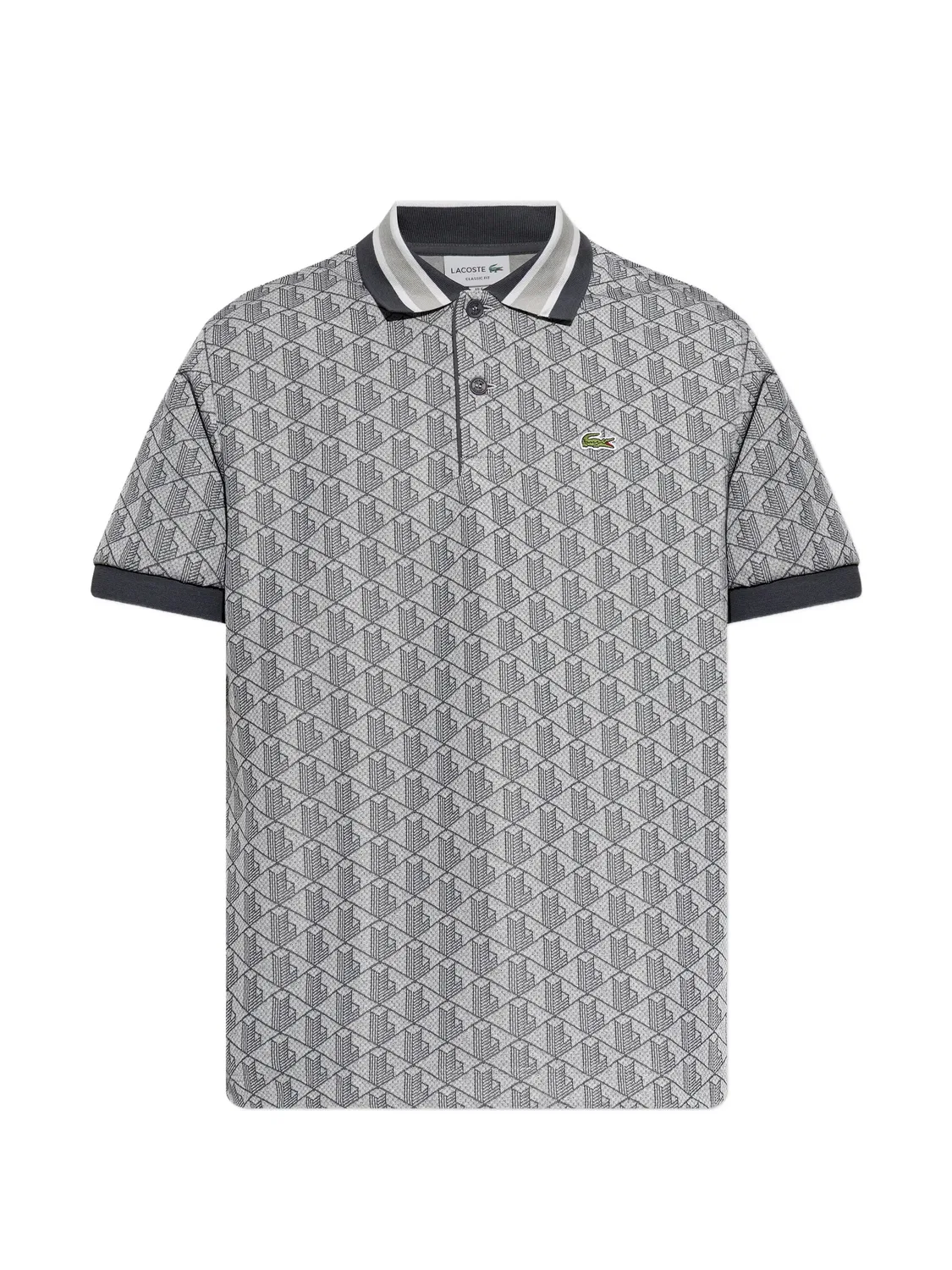Поло с геометрическим принтом Lacoste, серый