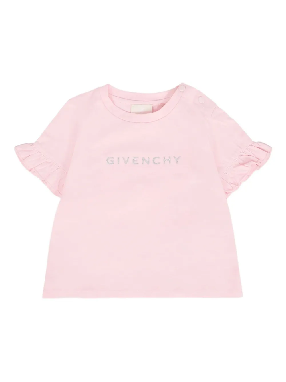 

Футболка с рюшами и логотипом Givenchy Kids, розовый