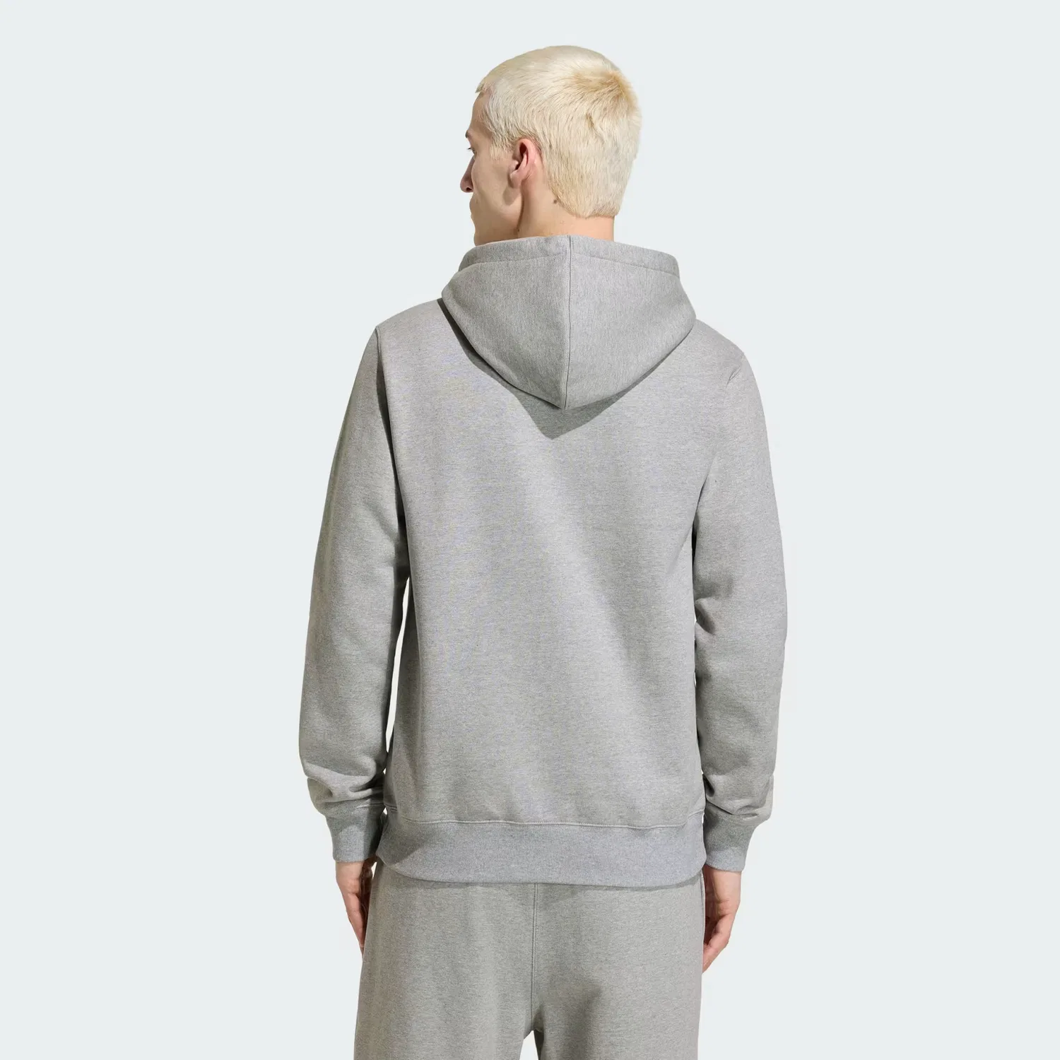 Мужское худи с вышитым логотипом Trefoil Essentials Adidas Originals, серый меланж — фото 3