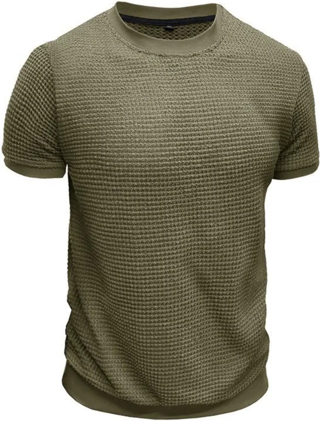 Мужская футболка с вафельной текстурой, Crewneck Pullover, Army Green — фото 4