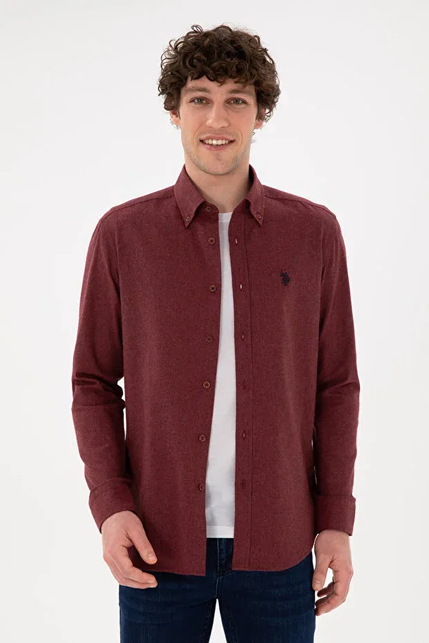 Мужская рубашка с длинным рукавом Basics U.S. Polo Assn., Burgundy