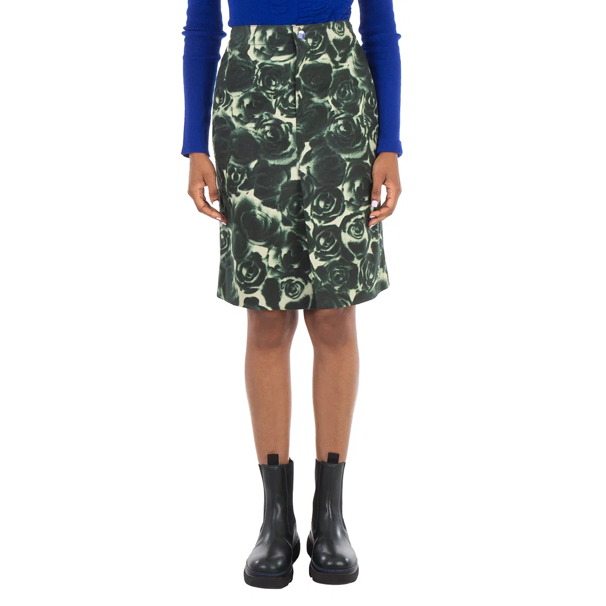 Юбка из вощеного хлопка с цветочным принтом Floral Print Waxed Cotton Skirt Burberry, Pink