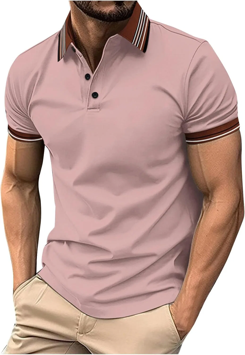 Мужская футболка-поло с коротким рукавом Regular Fit, Pink