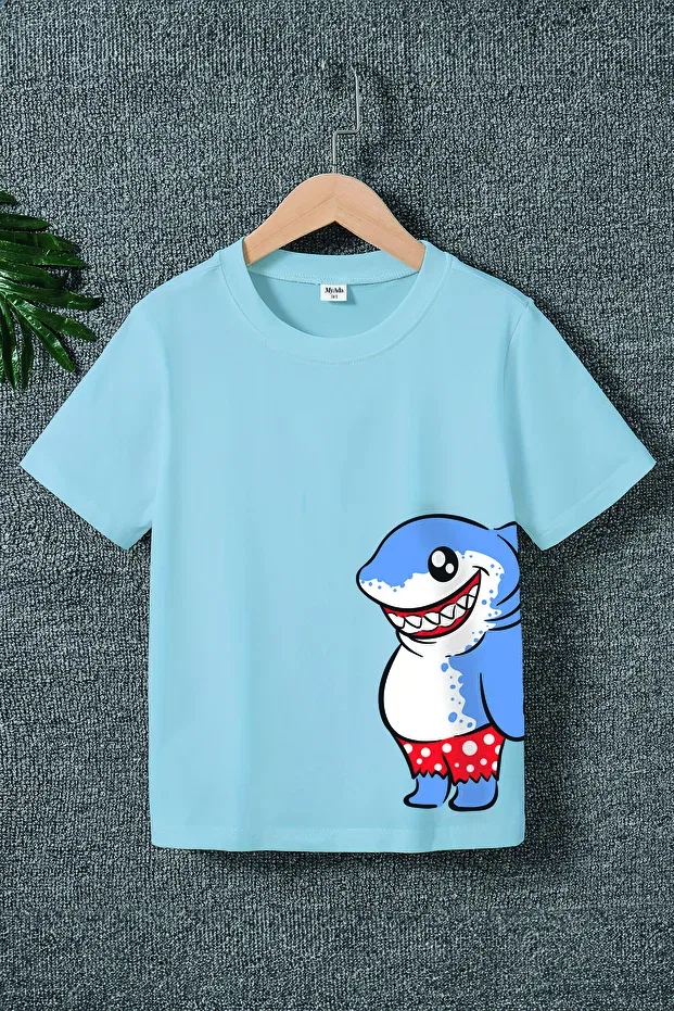 Детская футболка для мальчиков с принтом Premium style swimmer fish printed kids t-shirt 22034 Myada, Babe Blue