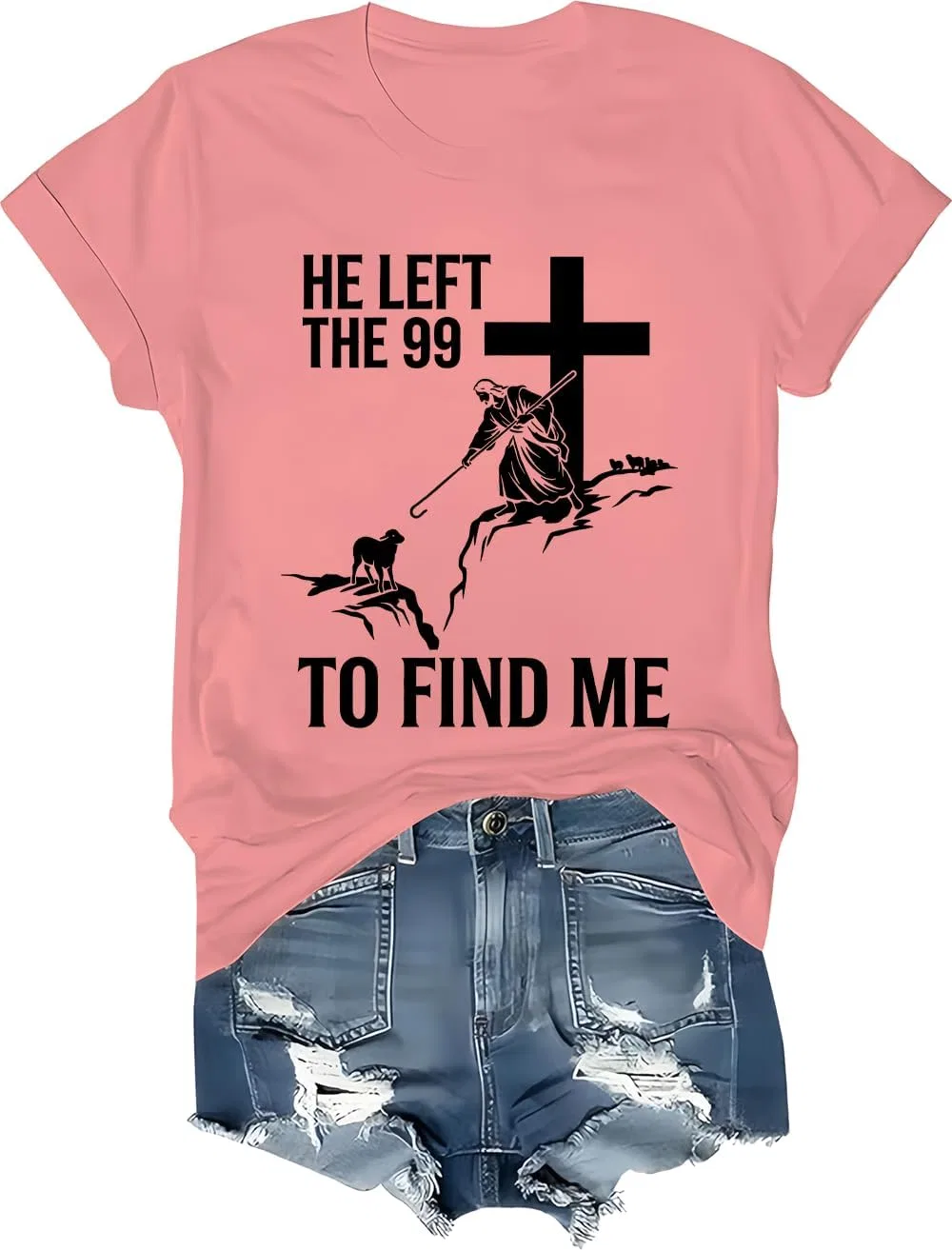 Женская футболка с принтом He Left The 99 to Find Me, Pink