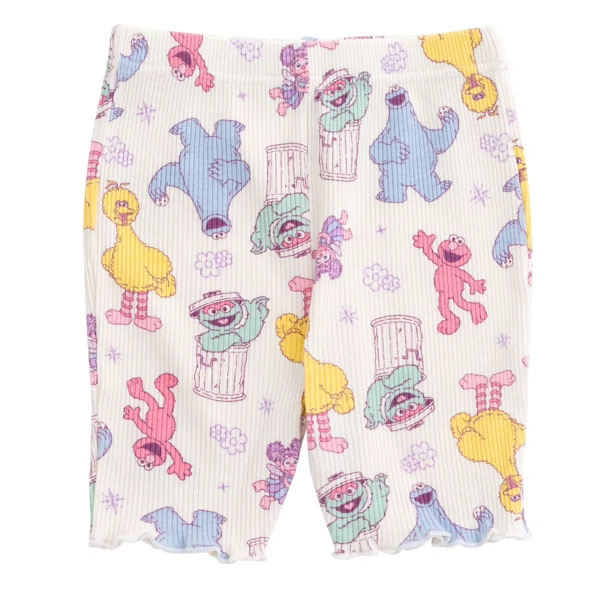 Детский комплект футболки и шорт с принтом Sesame Street, Off White — фото 4