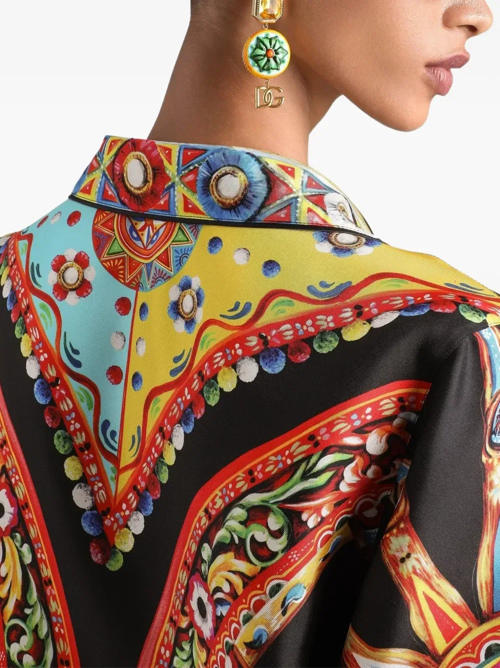 Твиловая рубашка с принтом Carretto Dolce & Gabbana, черный — фото 4