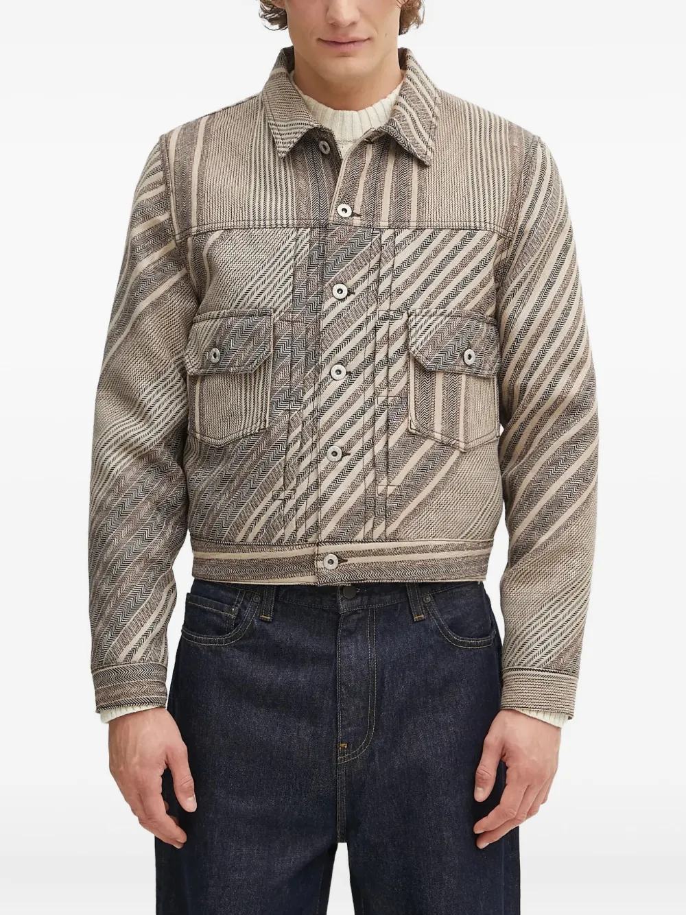 

Пиджак в елочку в полоску Kenzo, бежевый