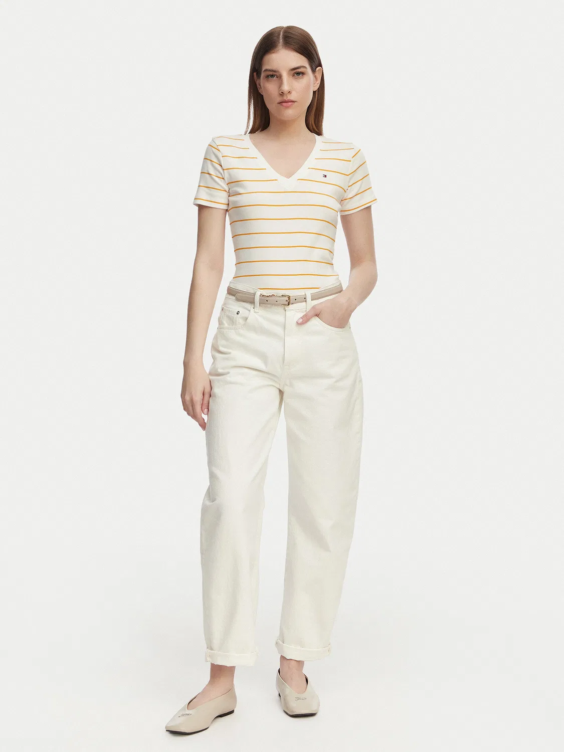 Женская футболка приталенного кроя New Cody Tommy Hilfiger, оранжевый — фото 2
