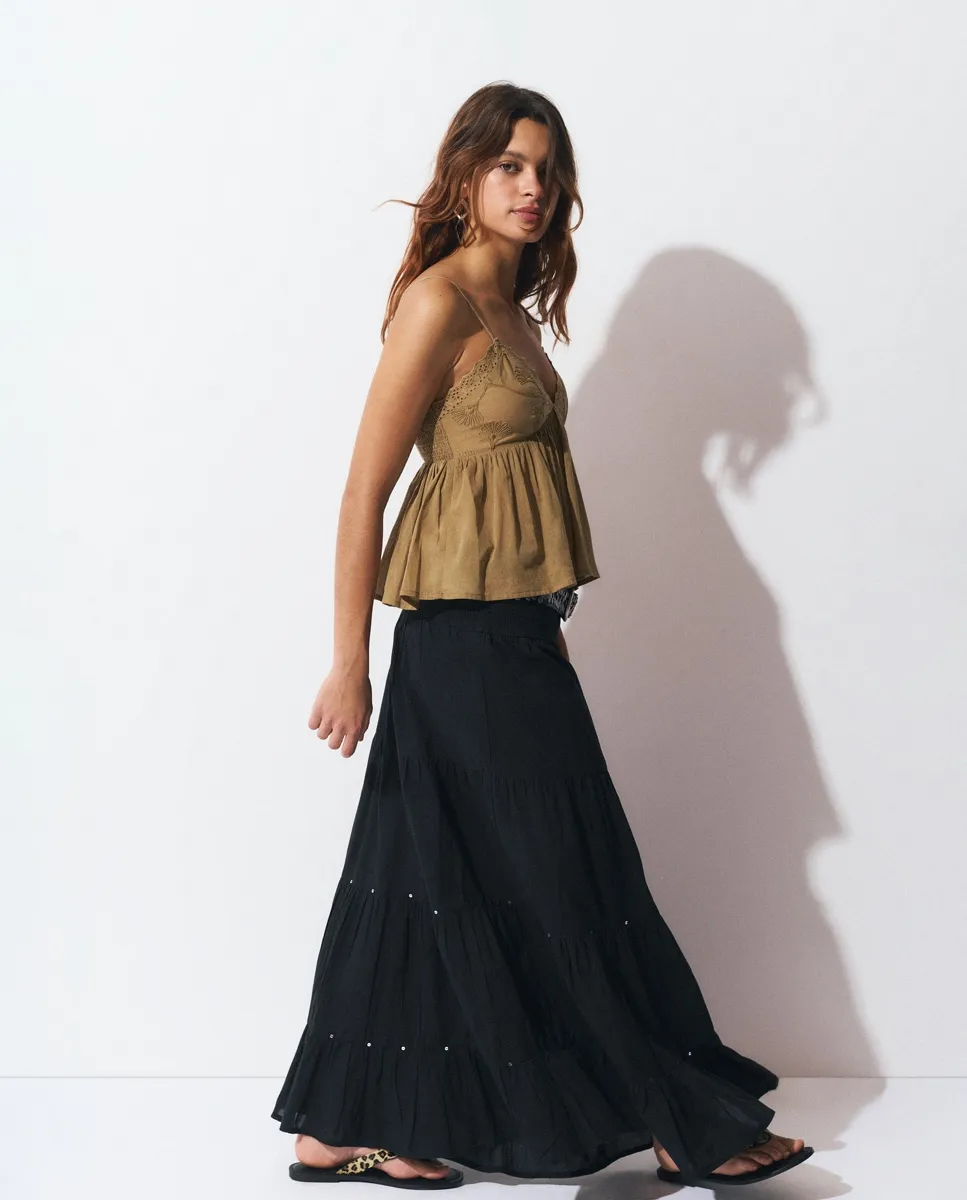 

Длинная юбка с воланами и пайетками Brownie, черный