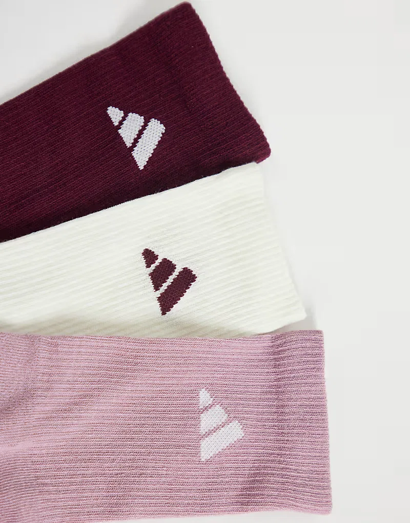 Носки высокие Training Essentials 3 шт Adidas, белый/розовый/бордовый — фото 2