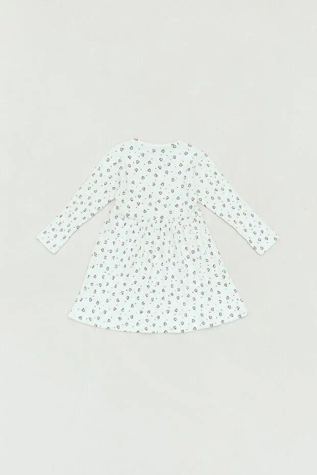 Детское платье для девочек с принтом Heart Printed Ribbed Fulla Moda, Белый — фото 2