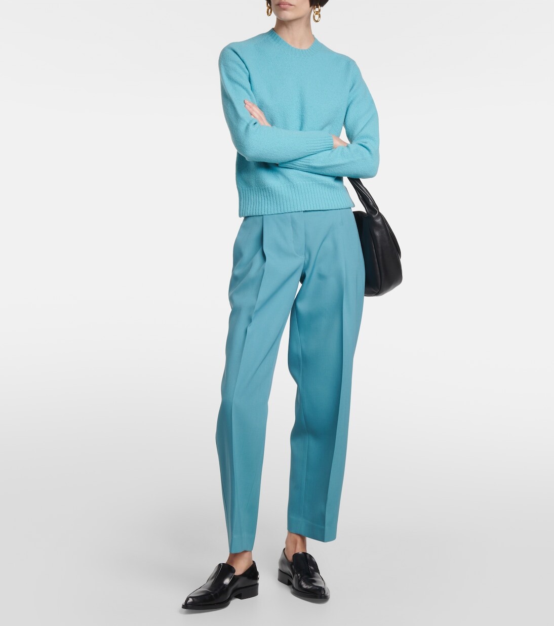 Широкие брюки со складками из шерсти Jil Sander, зеленый — фото 2