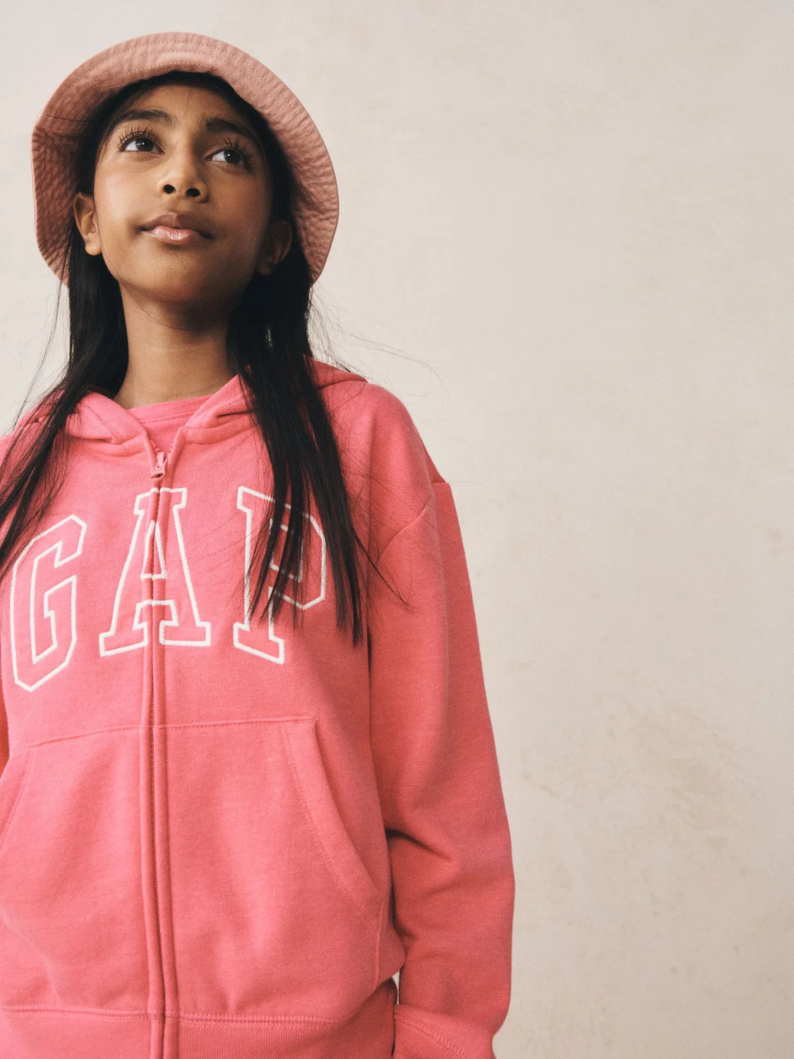 Худи на молнии Relaxed Logo Gap, розовый
