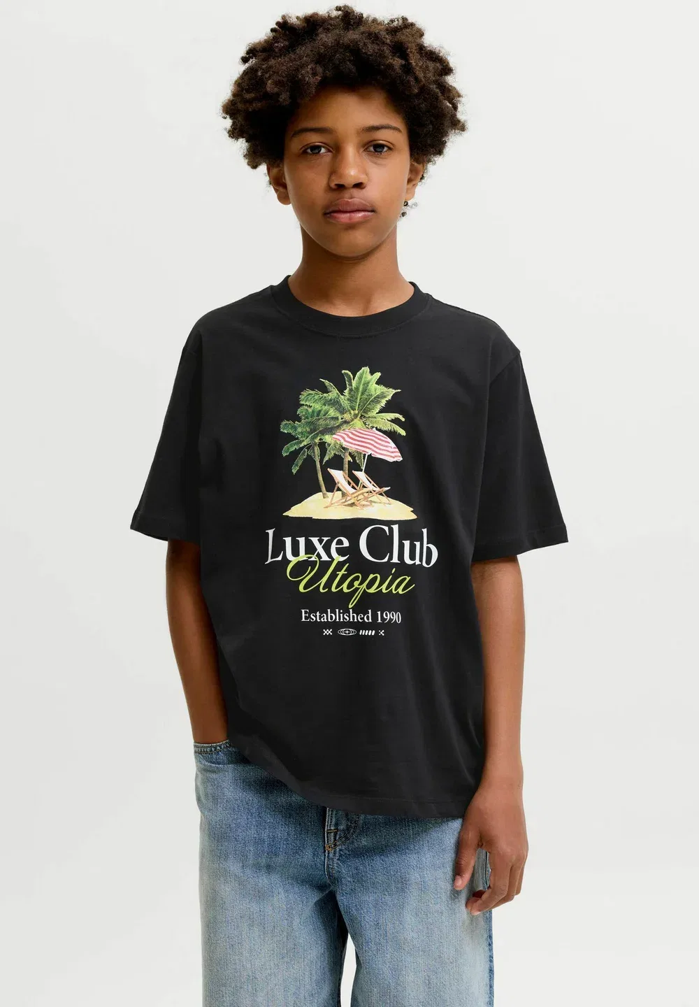 Детская футболка с принтом Jack & Jones Junior, Black — фото 2