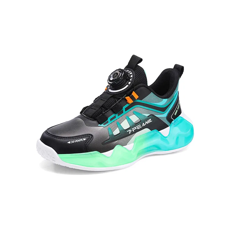 Детские кроссовки для бега с синтетической кожей Black/Teal/Green, 7-PE — фото 2