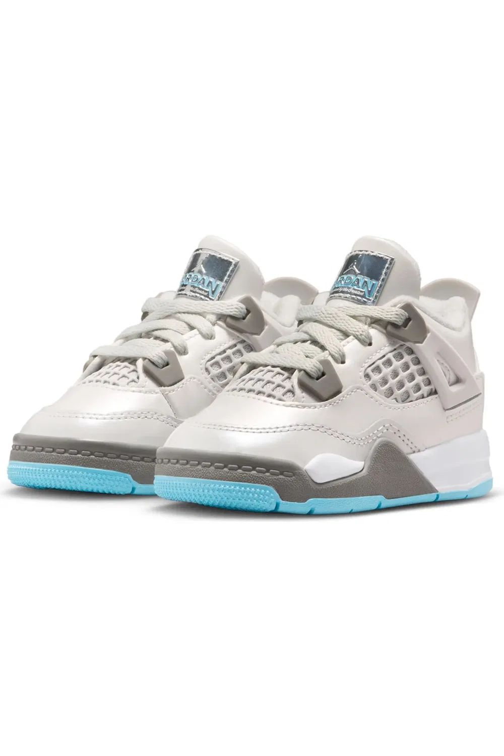 Детские кроссовки баскетбольные ретро Air Jordan 4 Retro Jordan, Photon Dust/Blue Chill