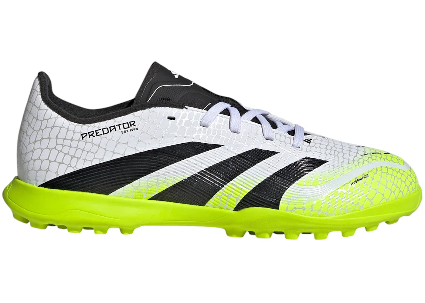 Детские кроссовки для футбола с шипами Adidas Predator League TF, Cloud White Core Black Lucid Lemon