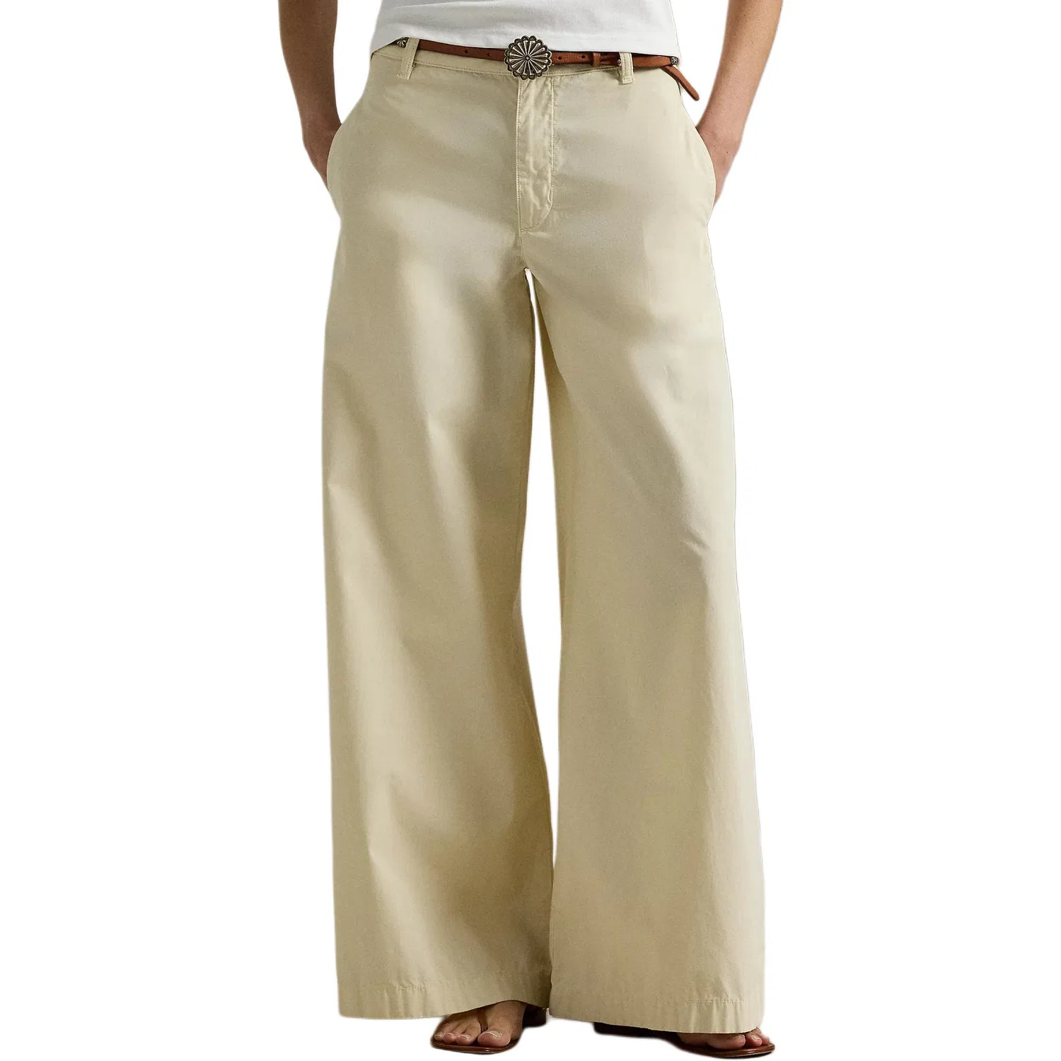 Женские повседневные брюки свободного кроя Polo Ralph Lauren, Beige Yellow — фото 4
