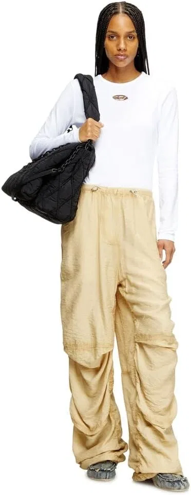 Женская футболка с длинным рукавом с вырезом Oval D Diesel, White — фото 3