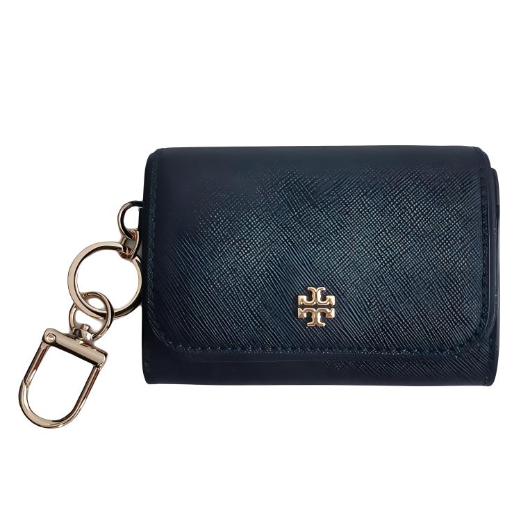 

TORY BURCH Кожаный карман для монет Эмерсон держатель карт женский полуночно синий
