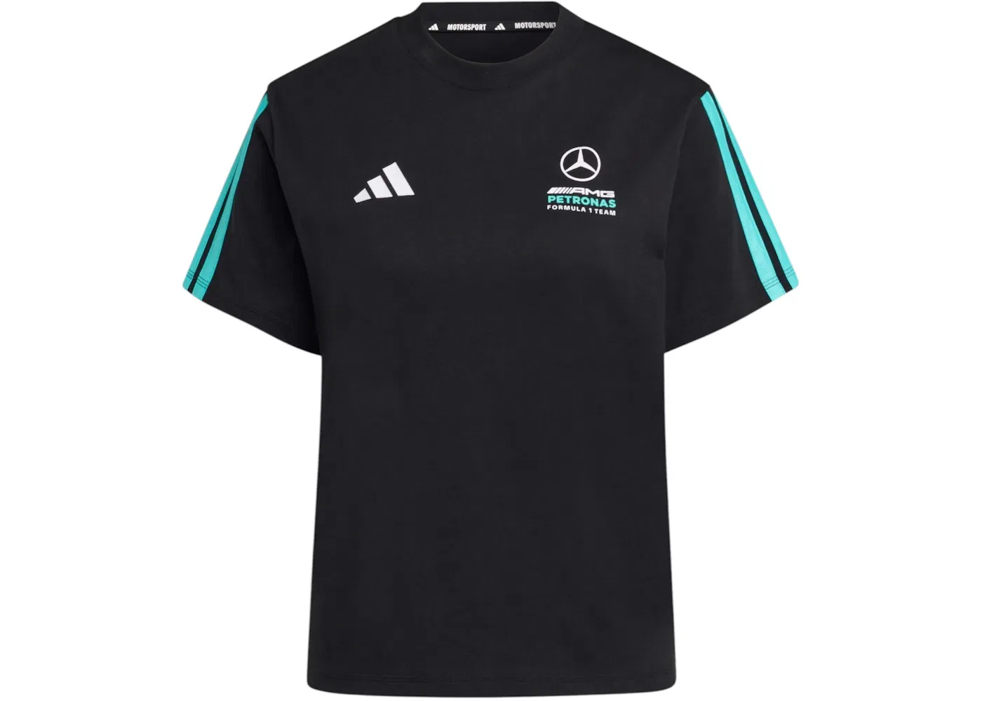 Женская футболка с принтом Mercedes AMG Petronas Formula 1 Team DNA Tee Adidas, Black Semi Mint Rush
