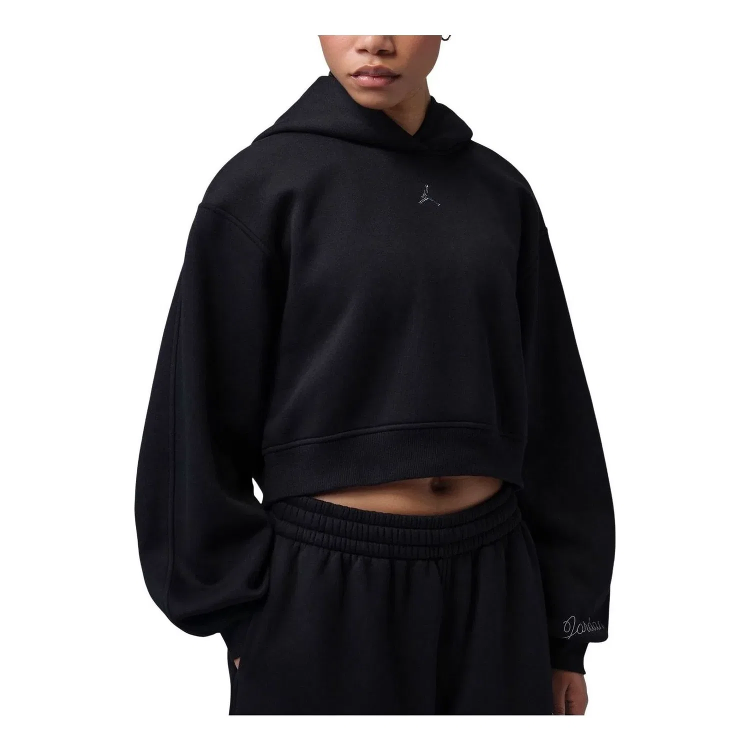 Женское худи Brooklyn Fleece Cropped Hoodie 'Black' Jordan, черный