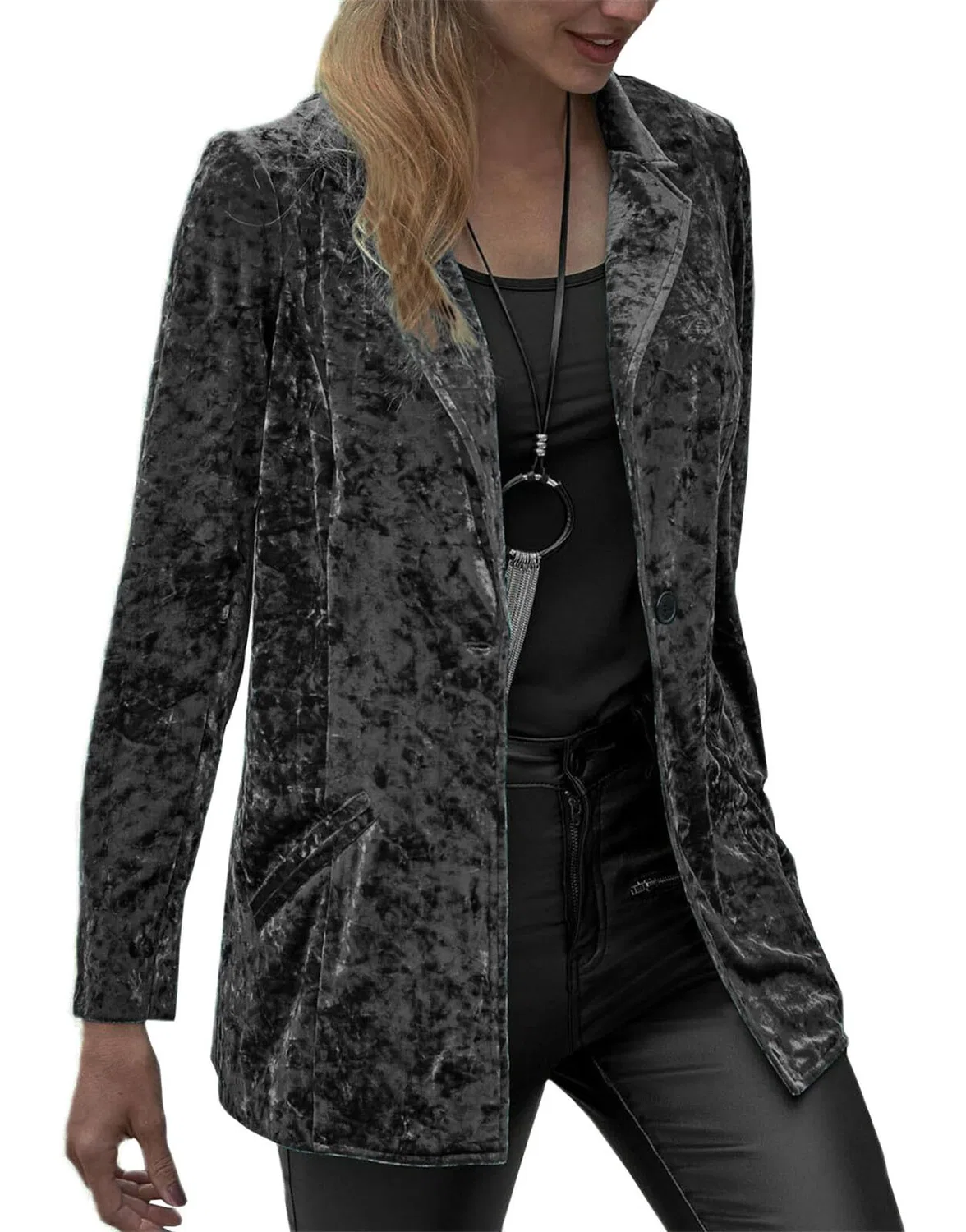Женский вельветовый жакет с открытым передом, модель Velvet Blazer Jackets, 3