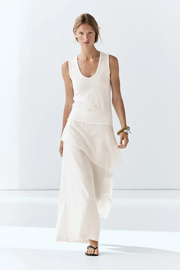 Женская майка хлопковая Massimo Dutti, White