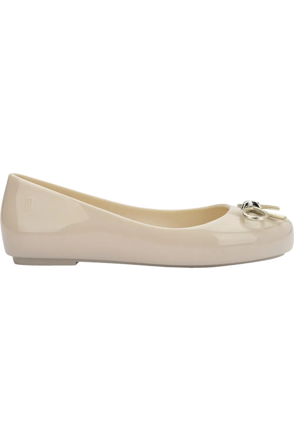 Туфли балетки детские с бантом Sweet Love Mini Melissa, бежевый/золотой — фото 3