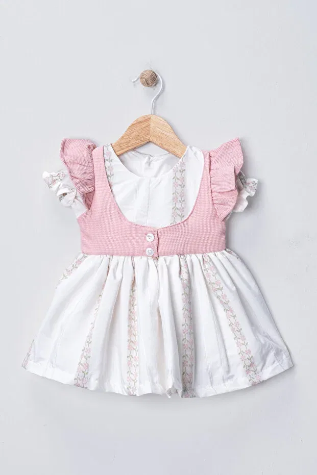 Детское платье для девочек с жаккардовым узором Jakarli flower-weavered girls' dress with vest Bebedexs Plus, Pink