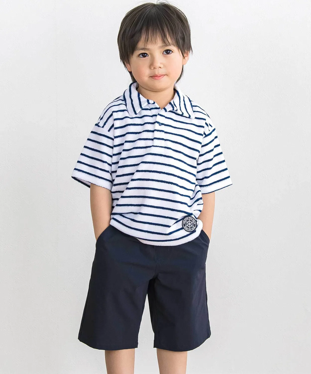 Детская футболка-поло с длинным рукавом хлопковая BeBe Petits Pois Vert, Blue — фото 3