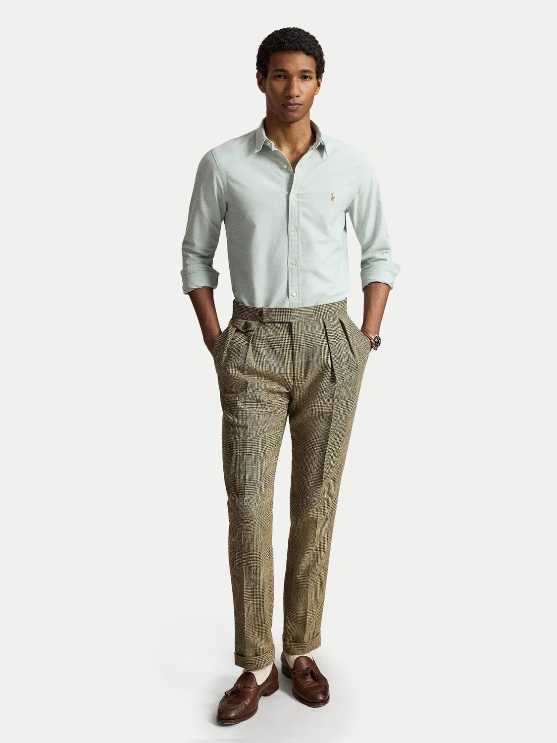 Мужская рубашка приталенного кроя Polo Ralph Lauren, светло-зеленый — фото 2