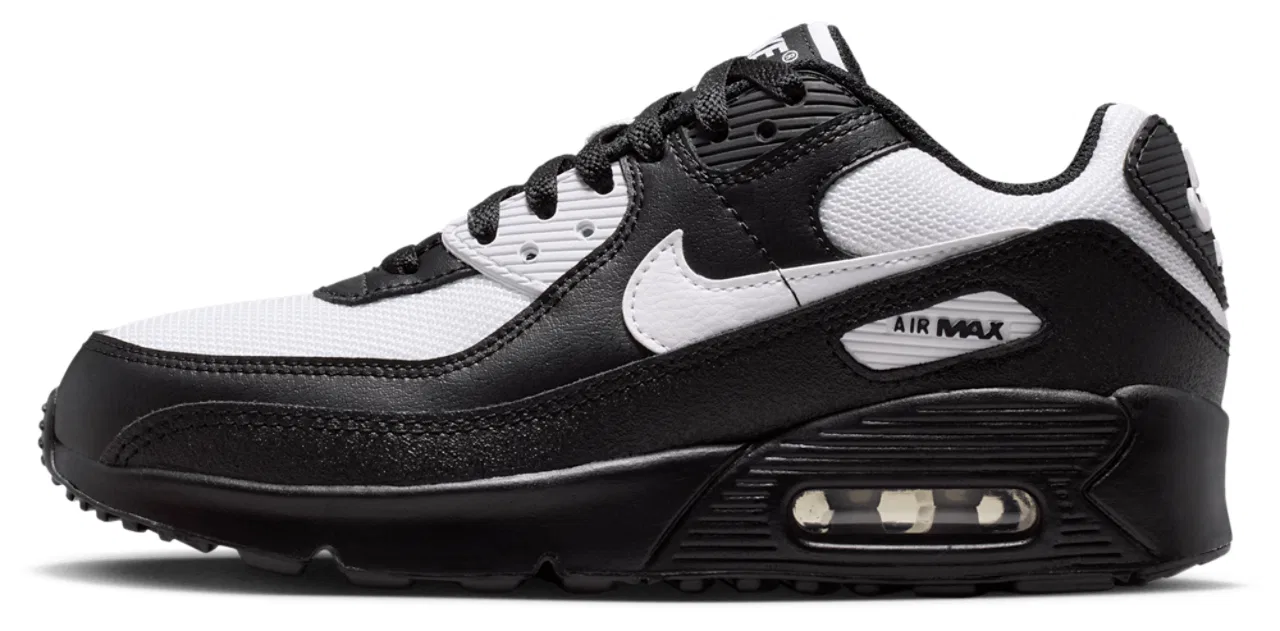 Детские кроссовки для мальчиков с кожаным верхом Nike Air Max 90 Mesh, Black/White — фото 2