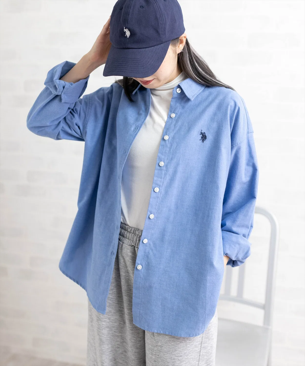 Женская рубашка оверсайз с длинным рукавомU.S. POLO ASSN., Sax Blue