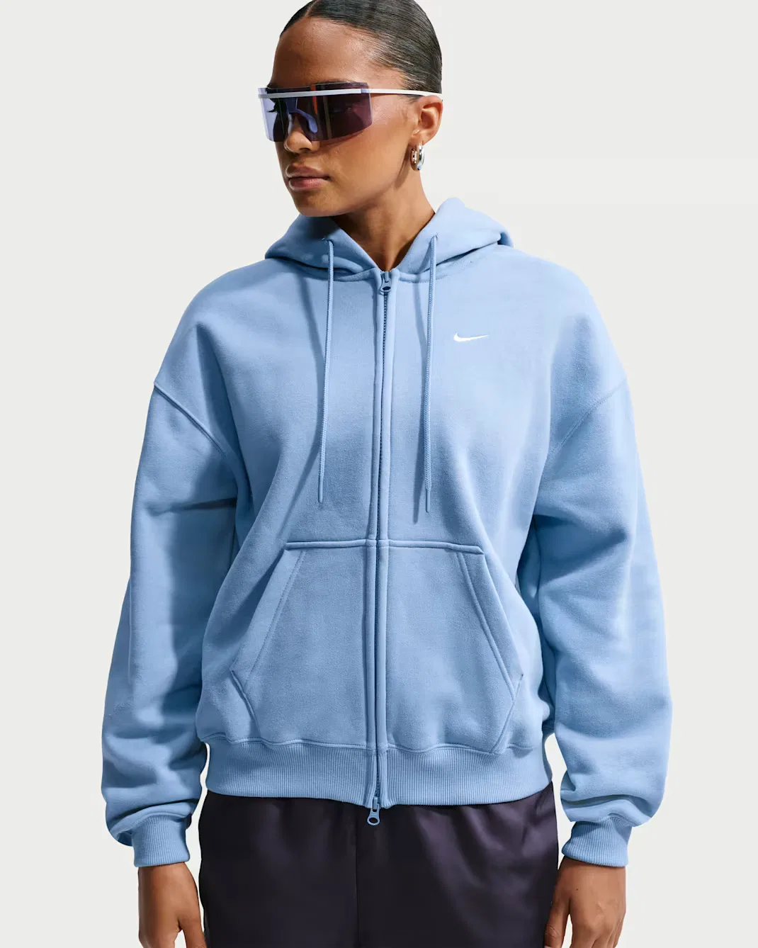 Женская толстовка оверсайз на молнии Nike Studio Fleece Medium Weight, Work Blue/Sail — фото 3