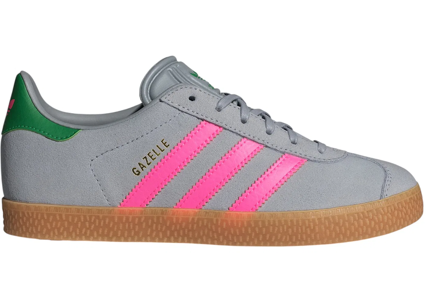 Детские кроссовки Lifestyle Adidas Gazelle Halo Silver Lucid Pink Green (GS), Halo Silver Lucid Pink Green