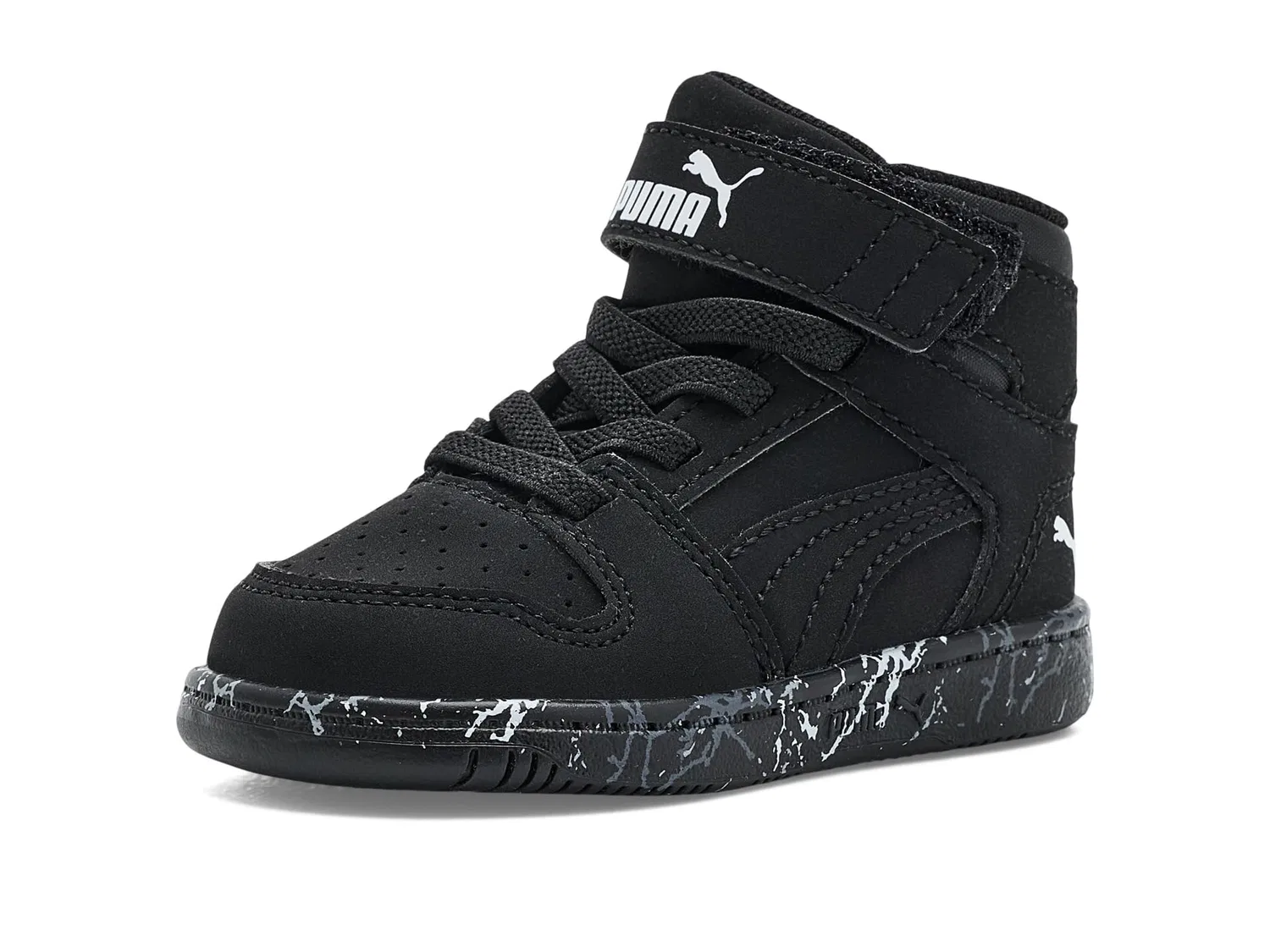 Кроссовки Rebound Layup Mid на липучке (для малышей) Puma Kids, Black/Black