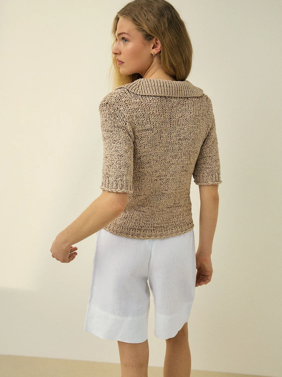 Шорты бермуды из льна Premium Linen Next, белый — фото 3