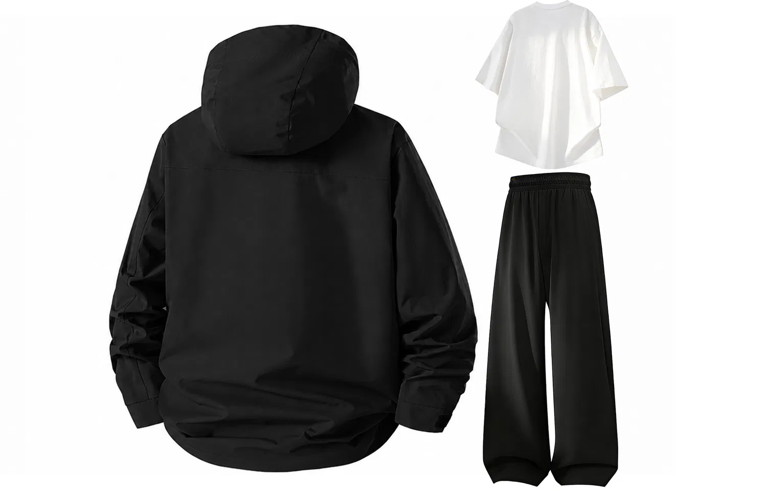 Детский комплект куртка-ветровка и брюки с капюшоном Moonlight Blue+White T-Shirt+Black Pants WARRIOR — фото 4