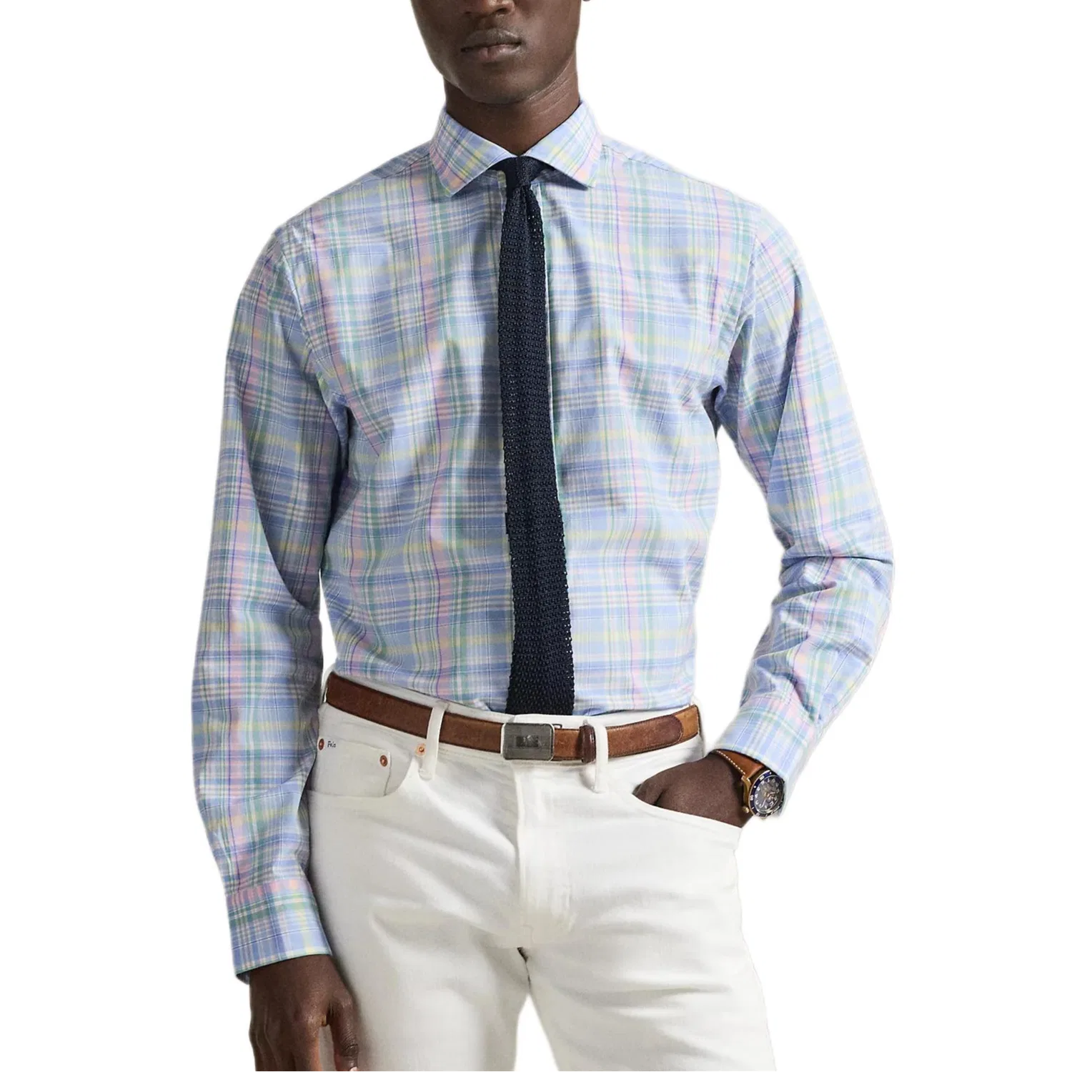 Мужская рубашка с клетчатым принтом Polo Ralph Lauren, Blue Pink Multicolor — фото 4
