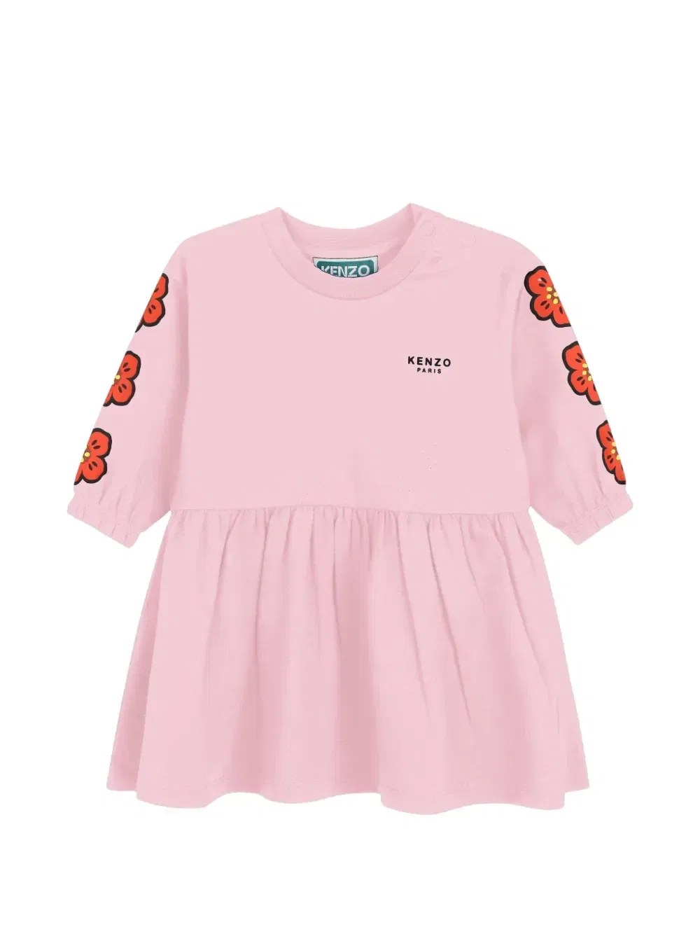 Расклешенное платье с принтом Boke Flower Kenzo Kids, розовый