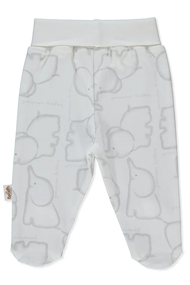 Детские брюки для девочек с животным принтом Ribana pants with booties (happy animal) Bebetto, Gray Melange — фото 2