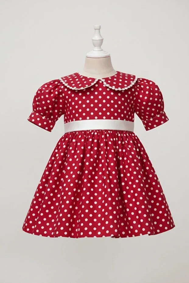 Детское платье для девочек с принтом Minnie Dress Bertuğ Bebek, Red — фото 4