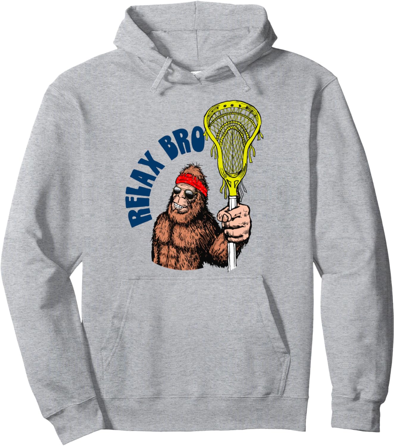 

Расслабься, братан! Забавная толстовка в стиле 80-х с изображением Сасквоча, Бигфута и лакросса Giant Step Lacrosse Gear, серый