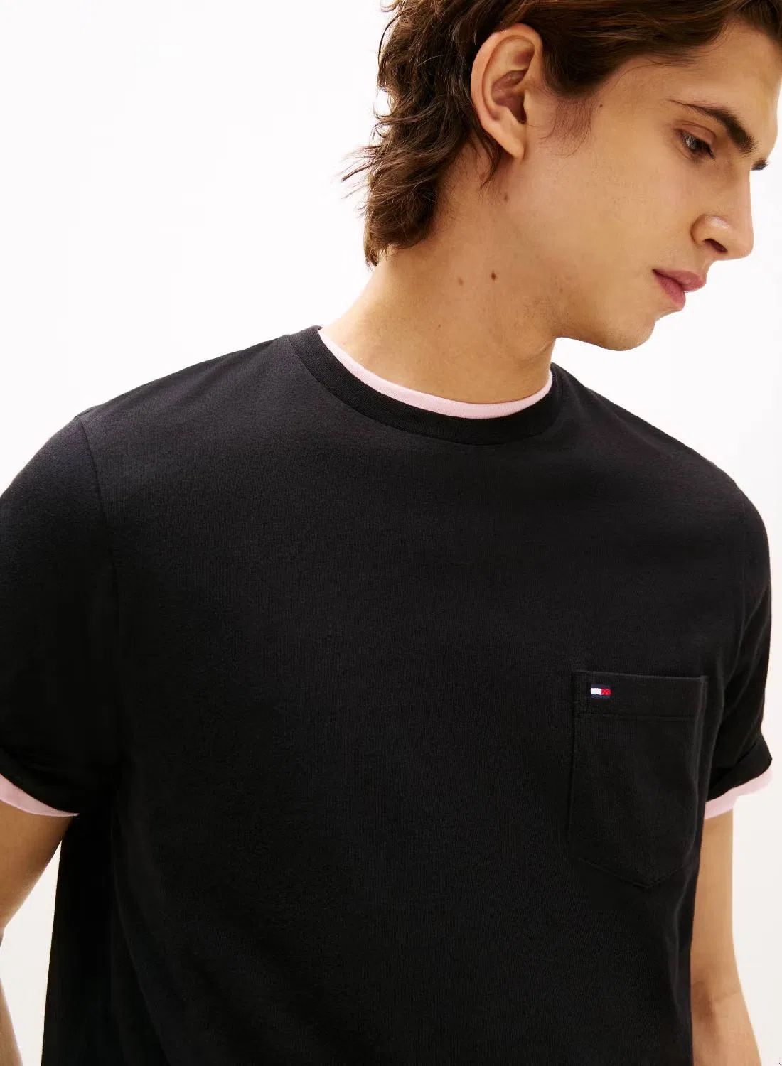 Футболка с накладным карманом Patch pocket crew neck Tommy Hilfiger, черный — фото 4