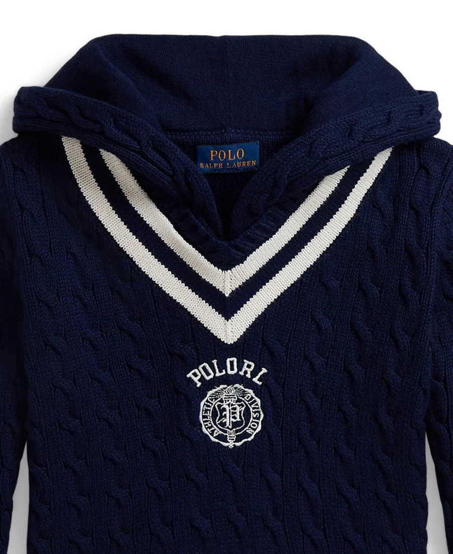 Детский хлопковый свитер с капюшоном Polo Ralph Lauren, Refined Navy — фото 3