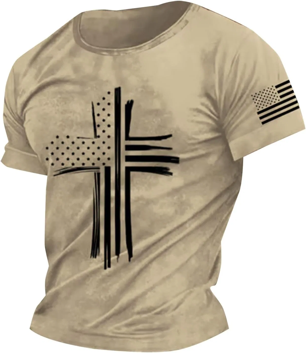 Мужская футболка с американским флагом Vintage Cross Over Star, Khaki