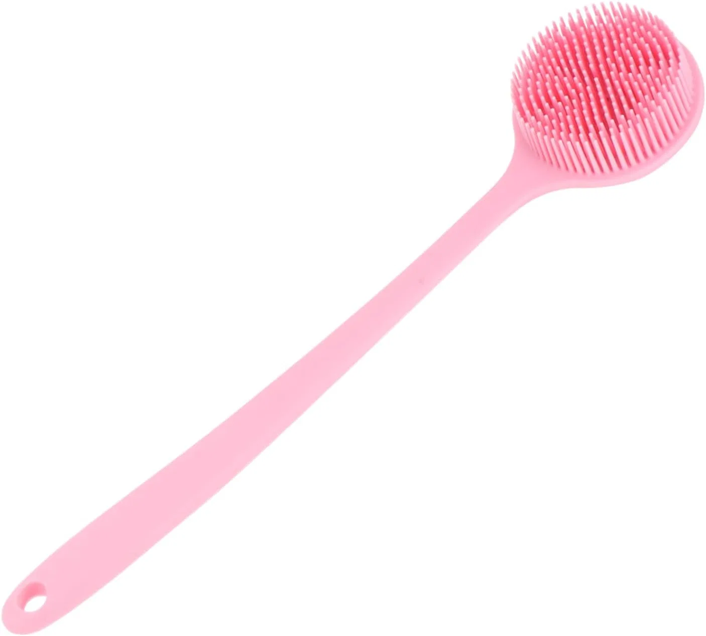 Силиконовая щетка для тела с длинной ручкой WOONEKY, 37x8 см, Pink