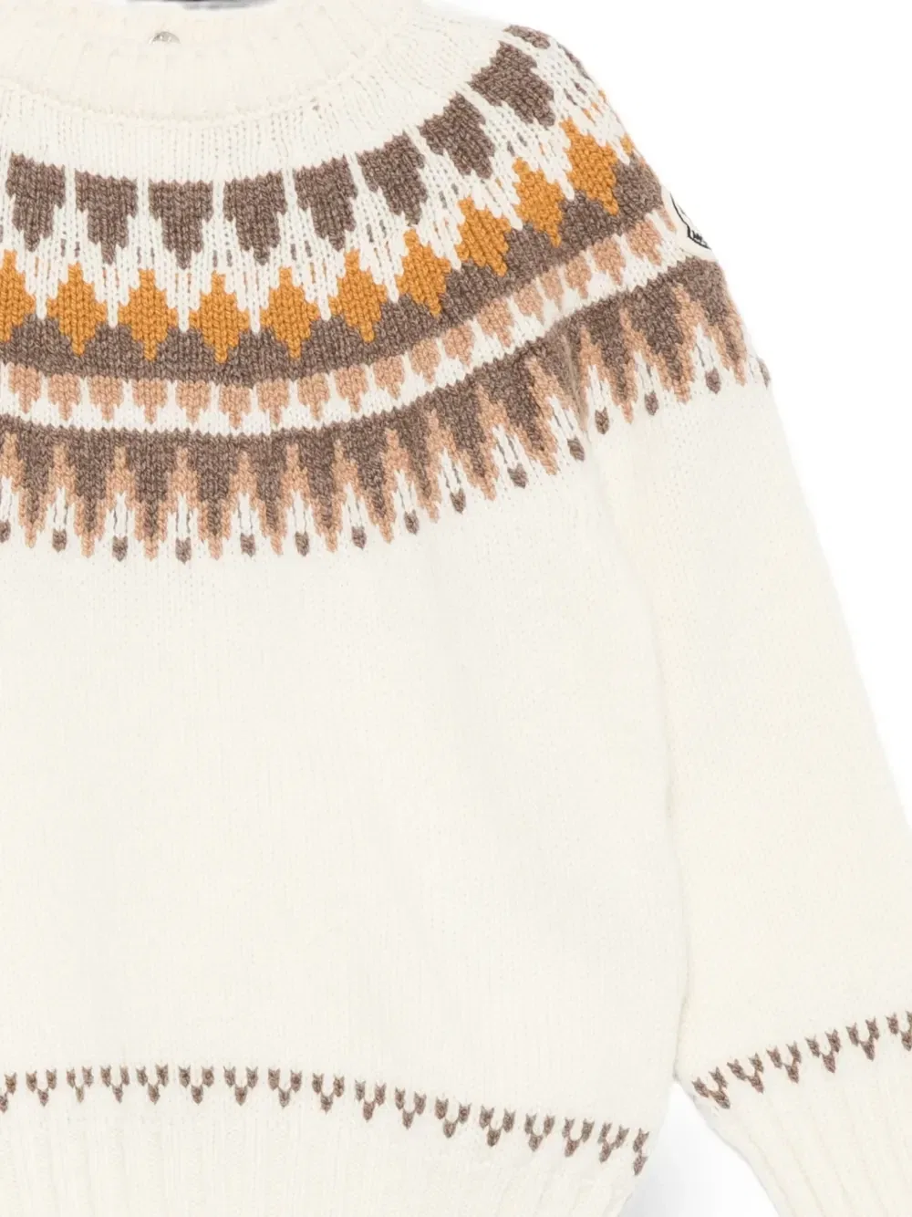 Свитер с орнаментом Fair Isle Moncler Enfant, бежевый — фото 3